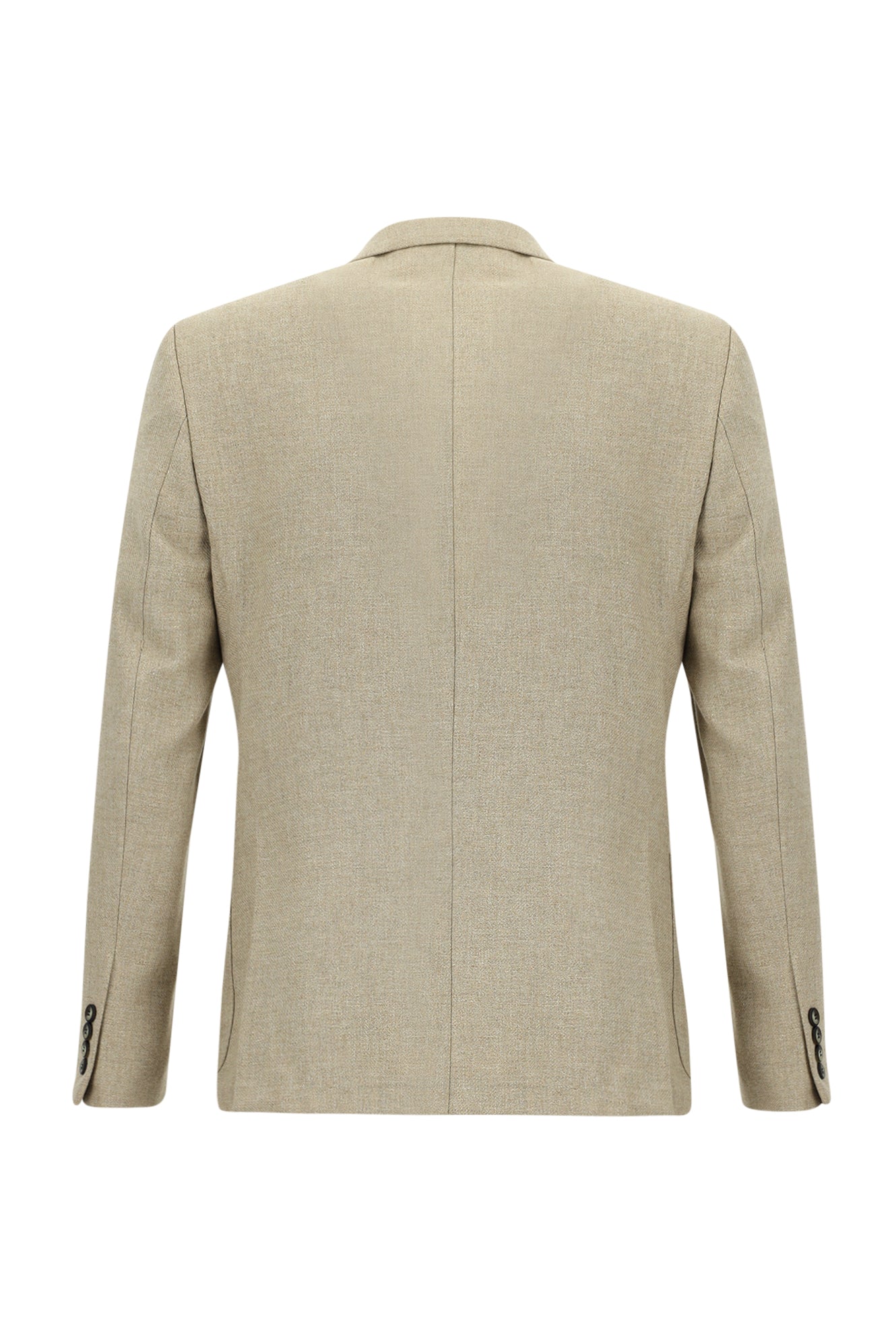 Orta Bej Slim Fit Dar Kesim Yünlü Ceket