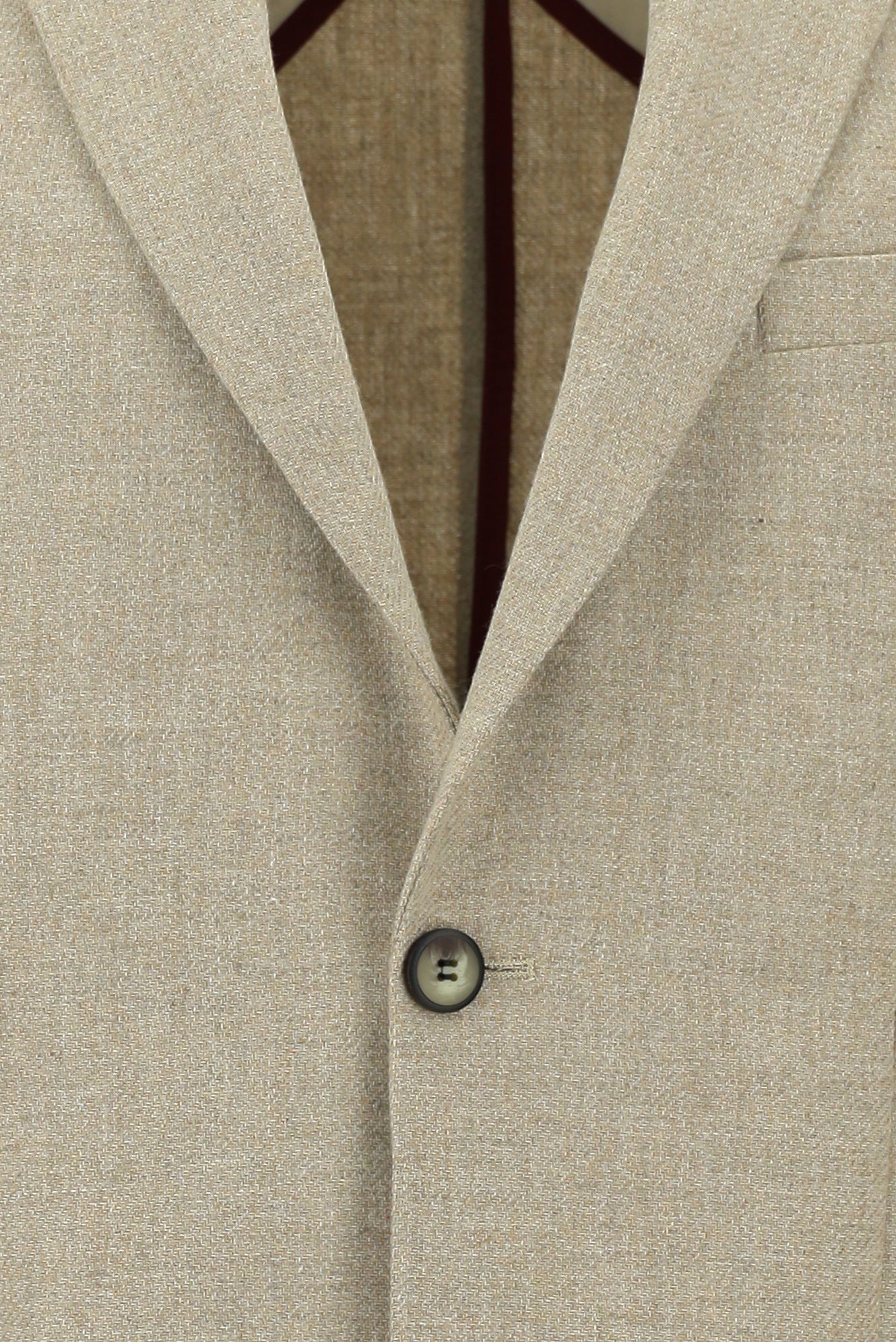 Orta Bej Slim Fit Dar Kesim Yünlü Ceket