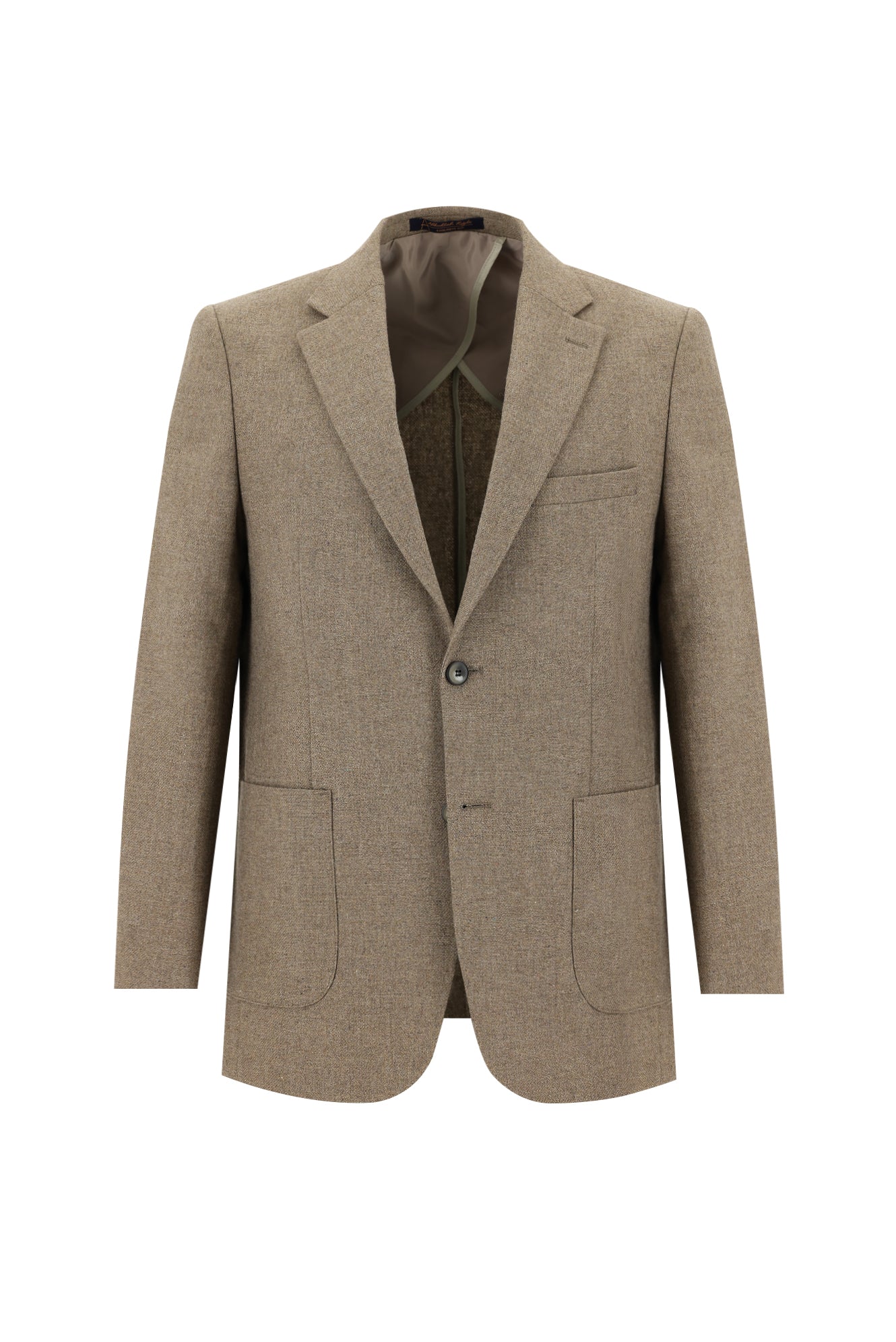 Koyu Bej Slim Fit Dar Kesim Yünlü Ceket