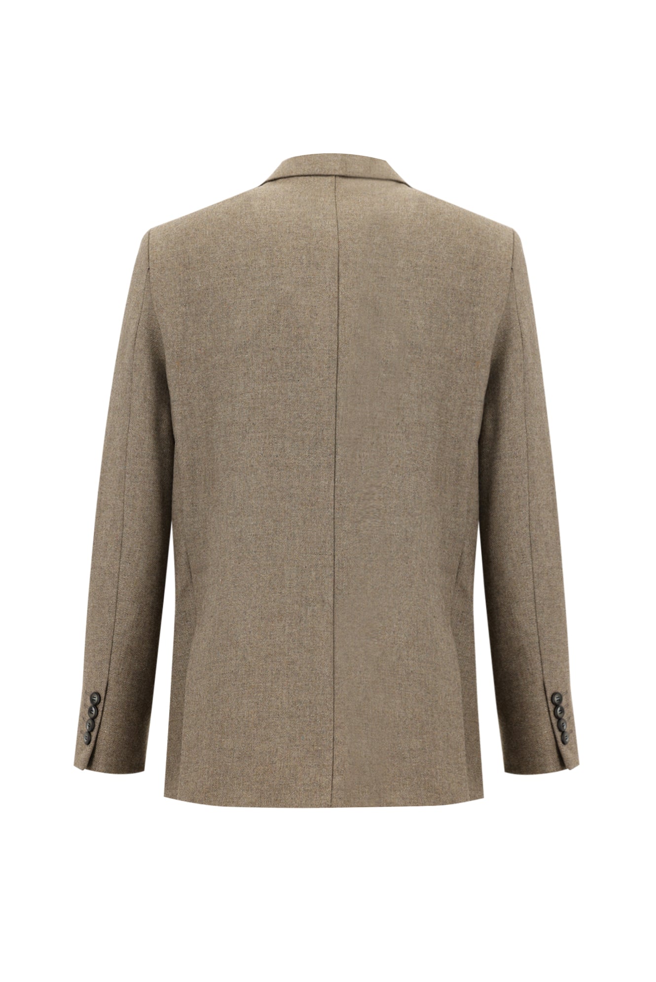 Koyu Bej Slim Fit Dar Kesim Yünlü Ceket