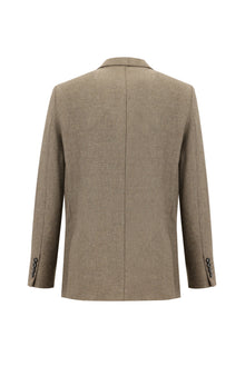 Koyu Bej 7 Drop Slim Fit Dar Kesim Yünlü Ceket-Abdullah Ki??l?