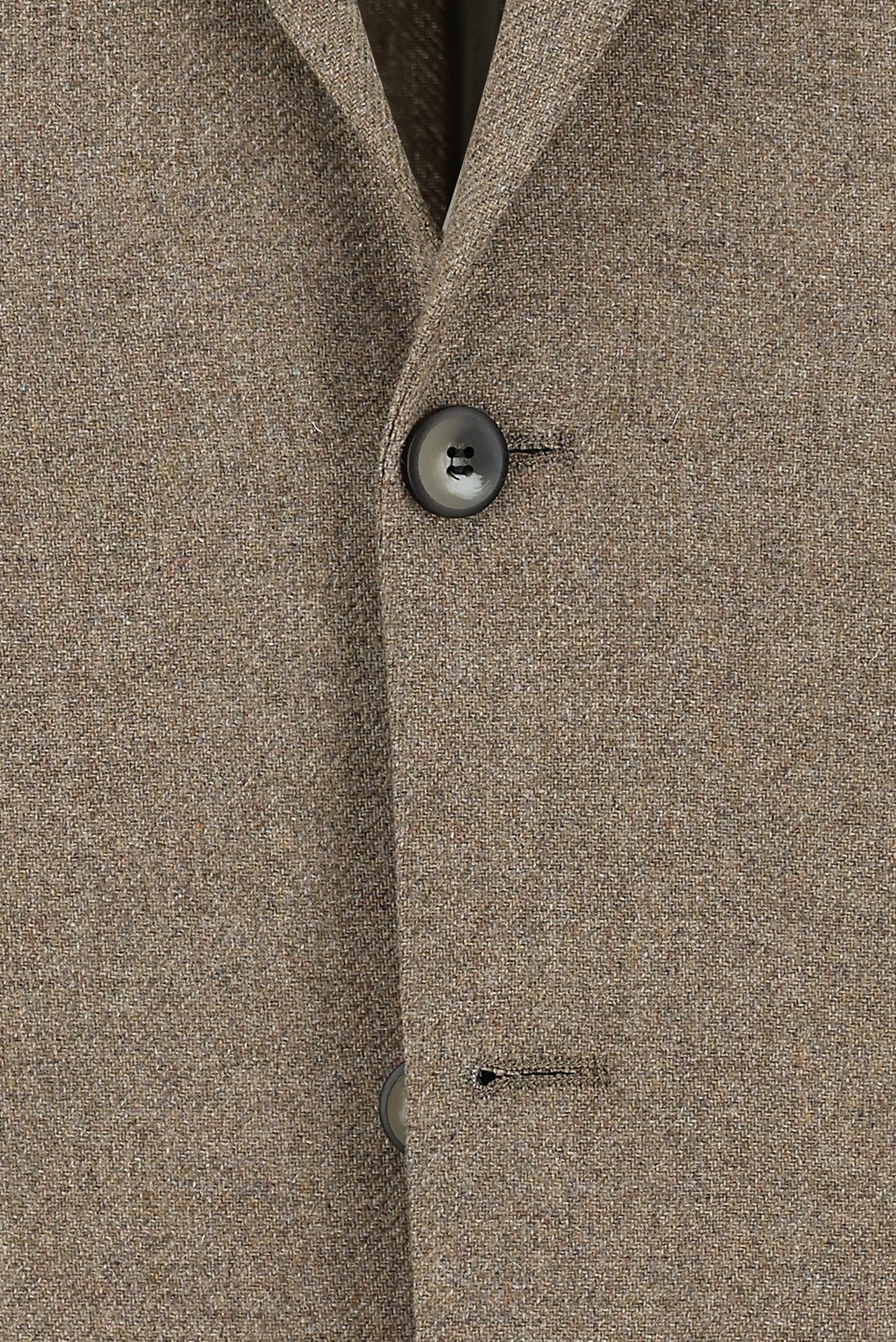 Koyu Bej Slim Fit Dar Kesim Yünlü Ceket