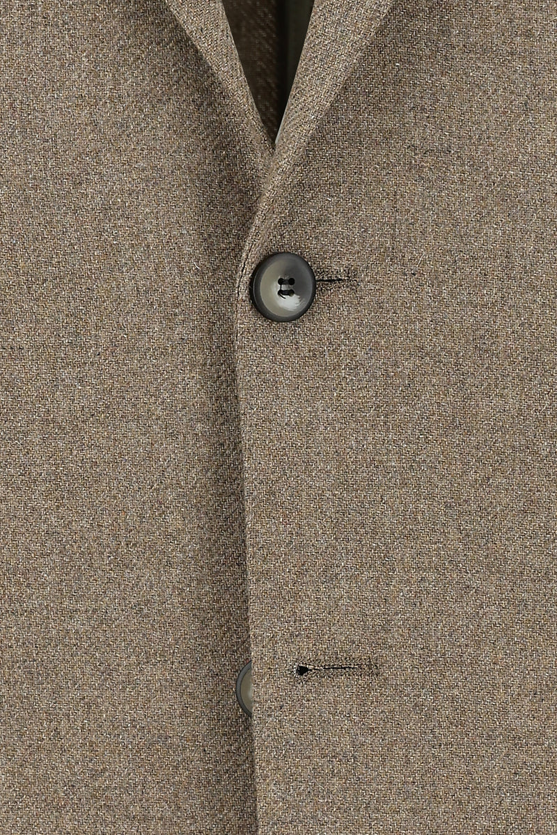 Koyu Bej Slim Fit Dar Kesim Yünlü Ceket