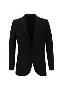 Siyah Regular Fit Yünlü Desenli Ceket