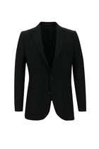 Siyah Slim Fit Dar Kesim Yünlü Desenli Ceket