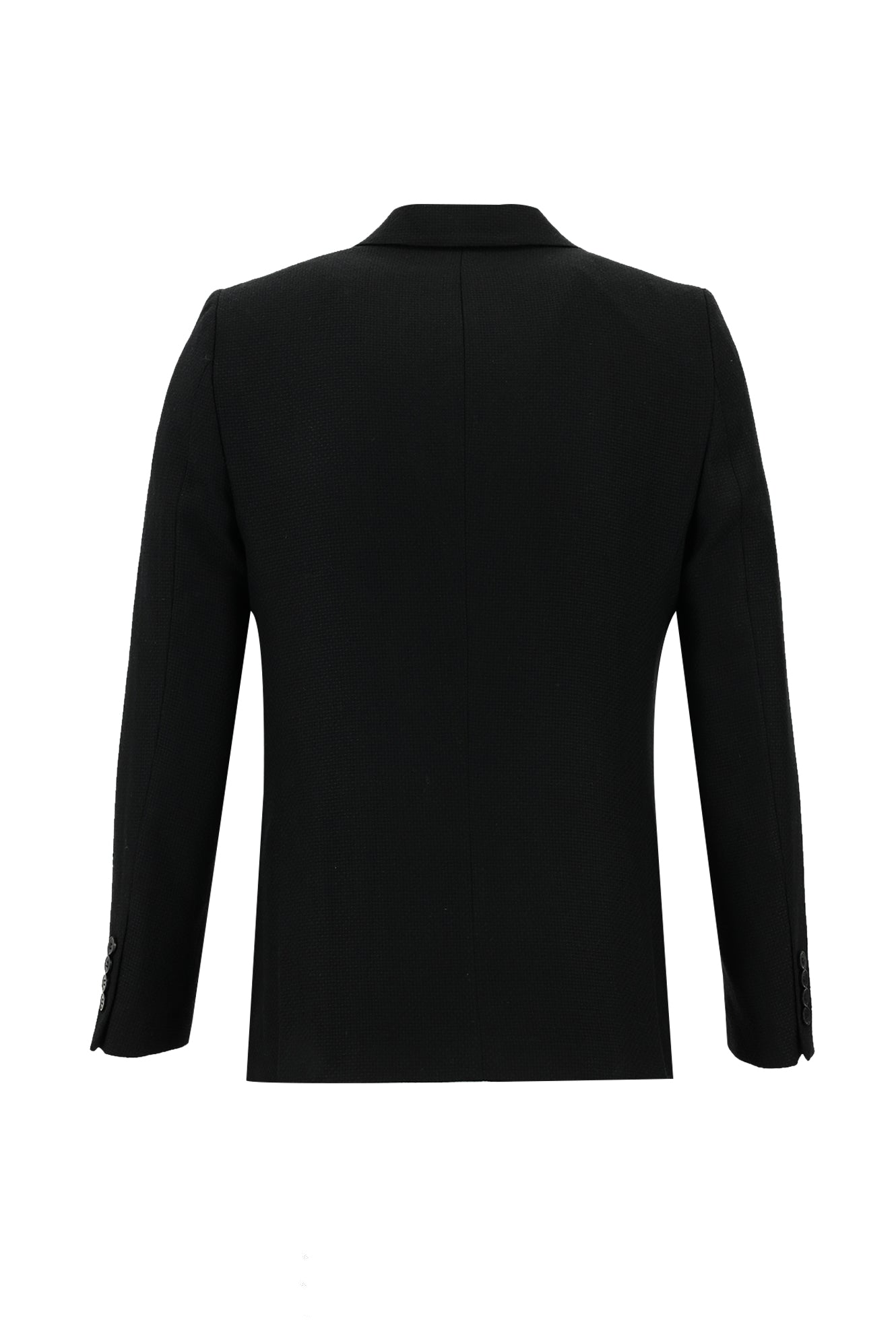 Siyah Slim Fit Dar Kesim Yünlü Desenli Ceket