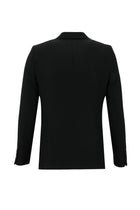 Siyah Slim Fit Dar Kesim Yünlü Desenli Ceket