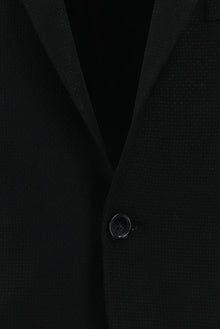 Siyah Slim Fit Dar Kesim Yünlü Desenli Ceket