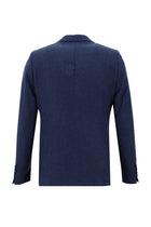 Koyu Mavi  Slim Fit Dar Kesim Yünlü Desenli Ceket