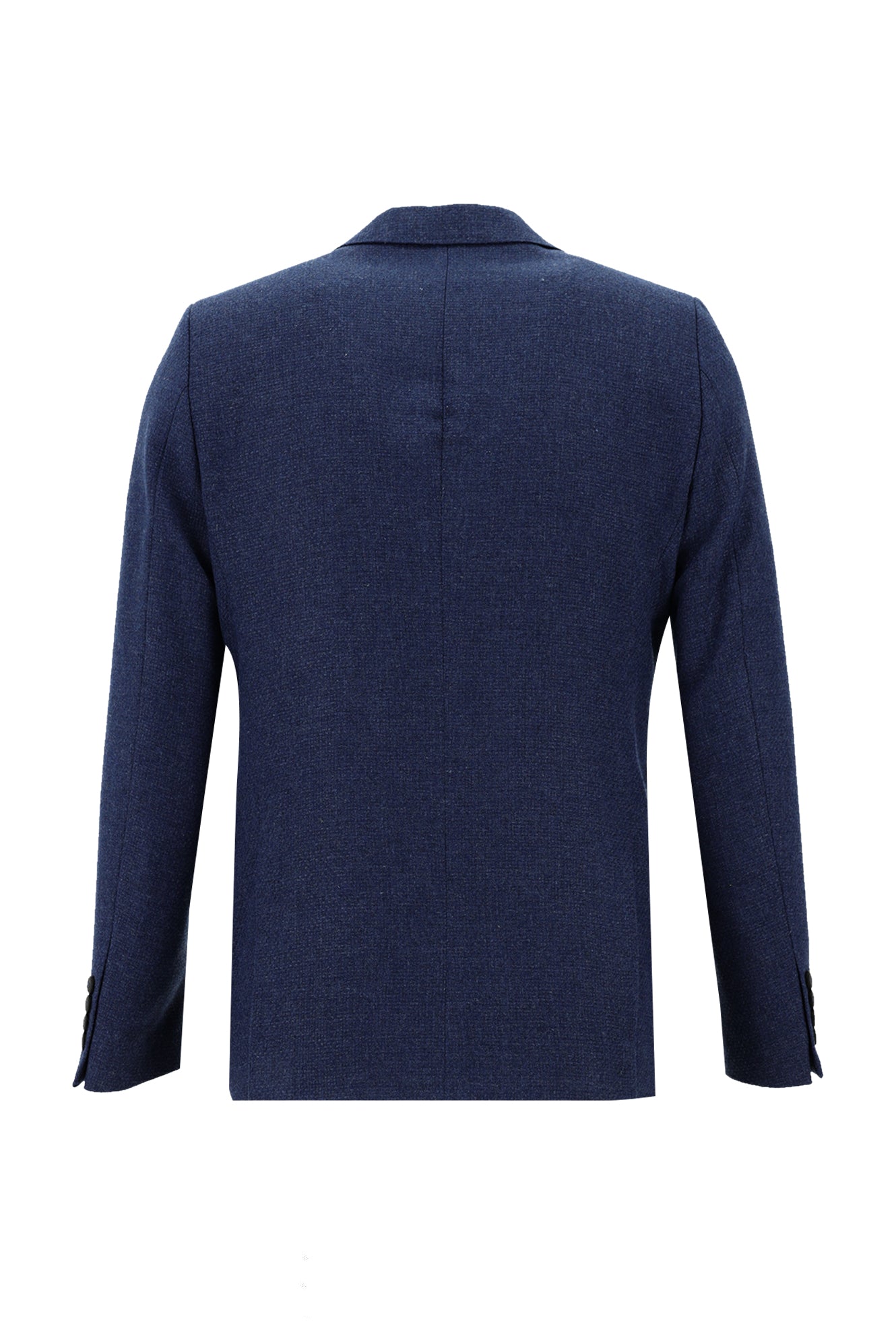 Koyu Mavi  Relaxed Fit Rahat Kesim Yünlü Desenli Ceket