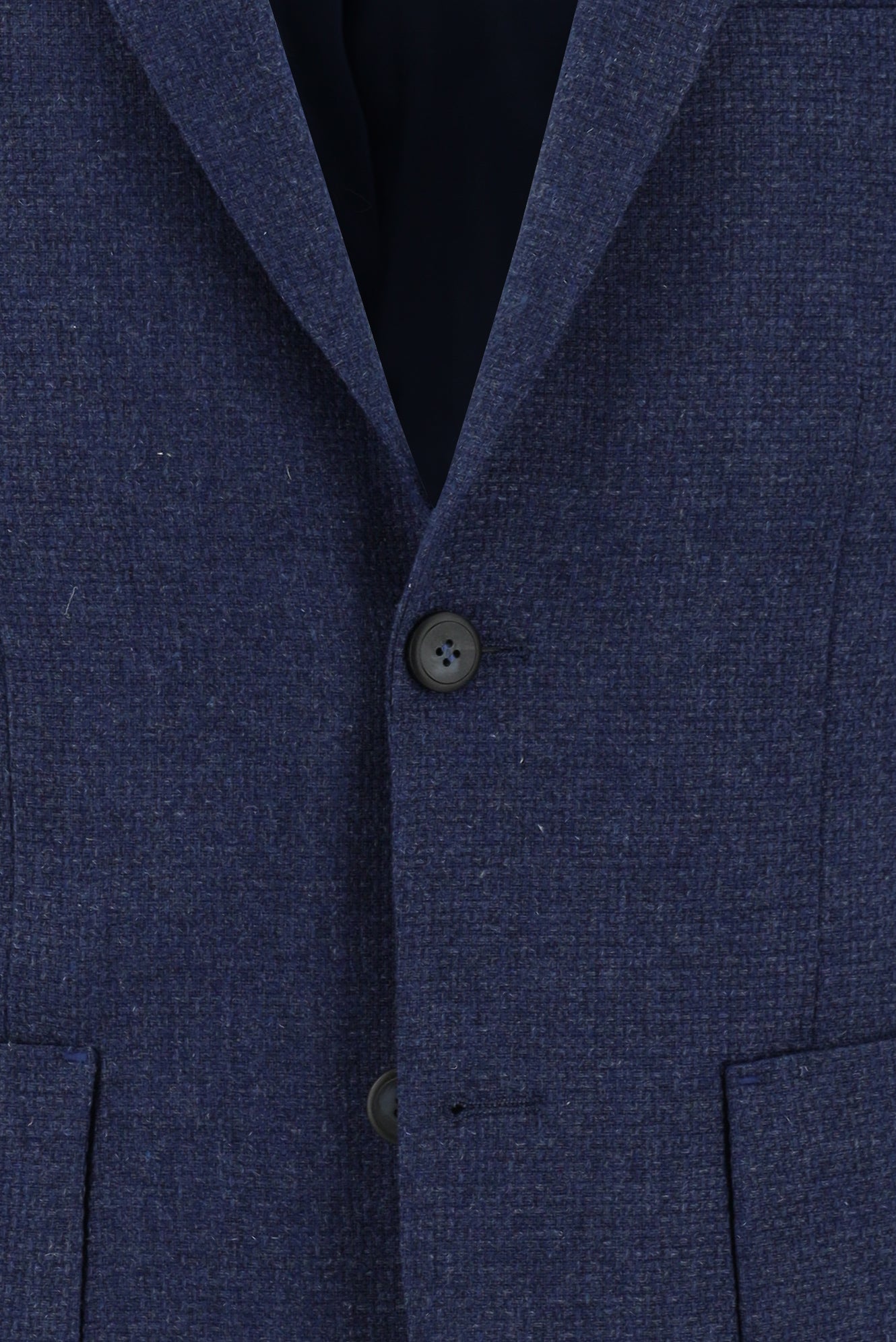 Koyu Mavi  Relaxed Fit Rahat Kesim Yünlü Desenli Ceket