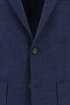 Koyu Mavi  Relaxed Fit Rahat Kesim Yünlü Desenli Ceket