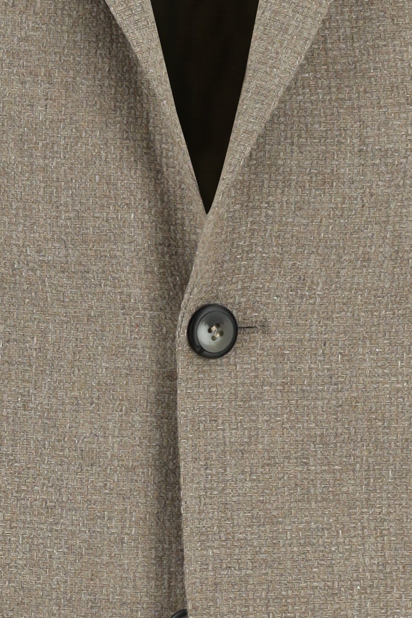 Orta Bej Slim Fit Dar Kesim Yünlü Desenli Ceket