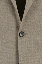 Orta Bej Slim Fit Dar Kesim Yünlü Desenli Ceket