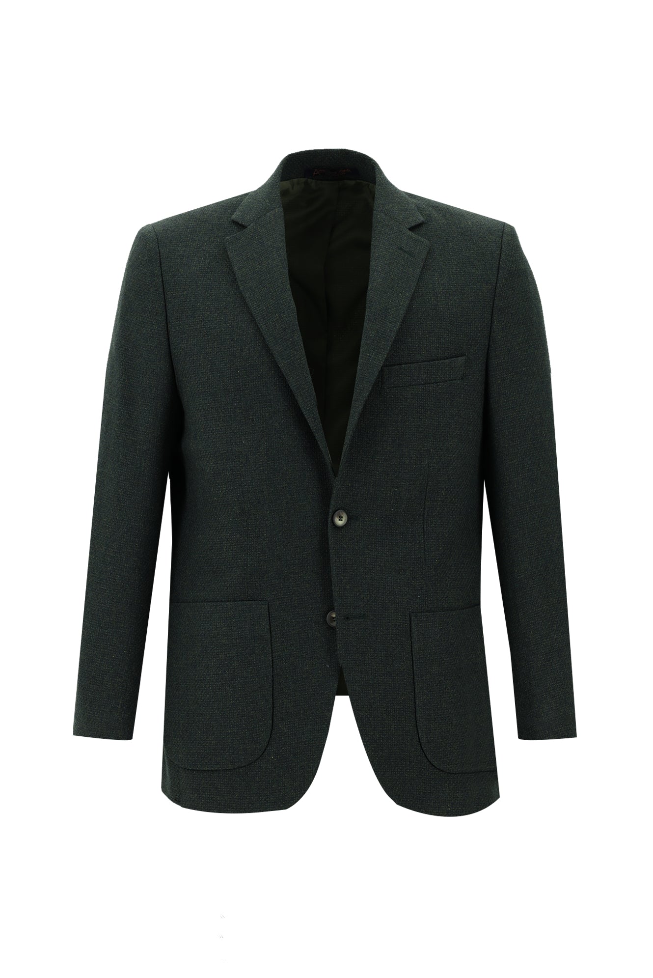 Petrol Yeşili Slim Fit Dar Kesim Yünlü Desenli Ceket