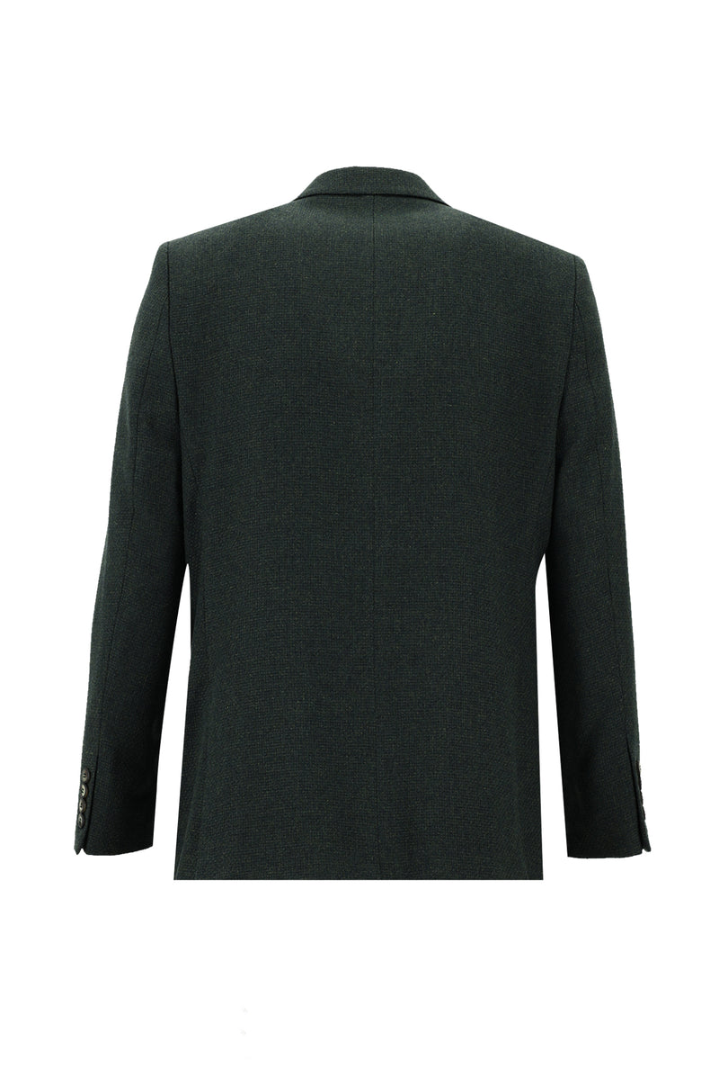 Petrol Yeşili Slim Fit Dar Kesim Yünlü Desenli Ceket