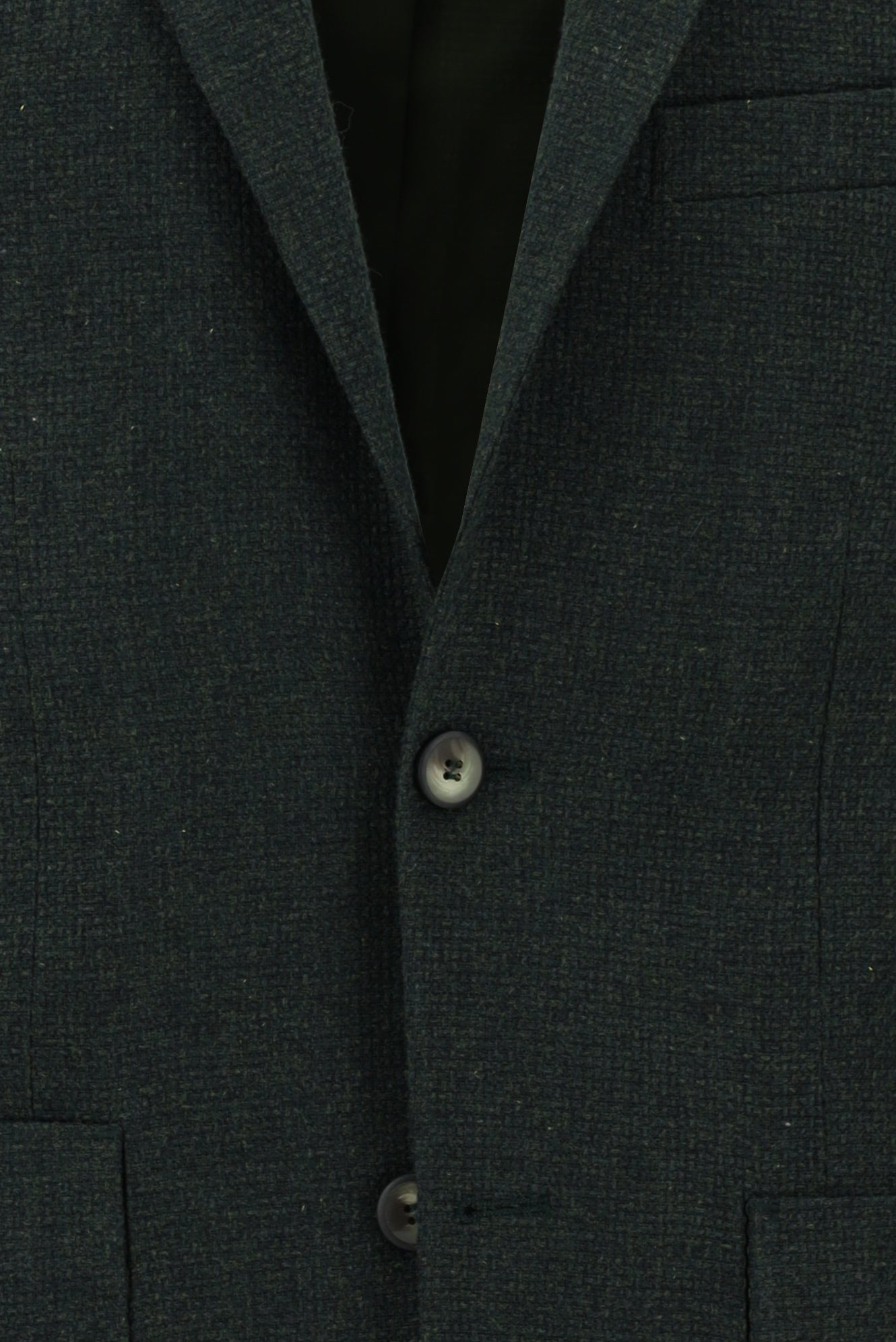 Petrol Yeşili Slim Fit Dar Kesim Yünlü Desenli Ceket