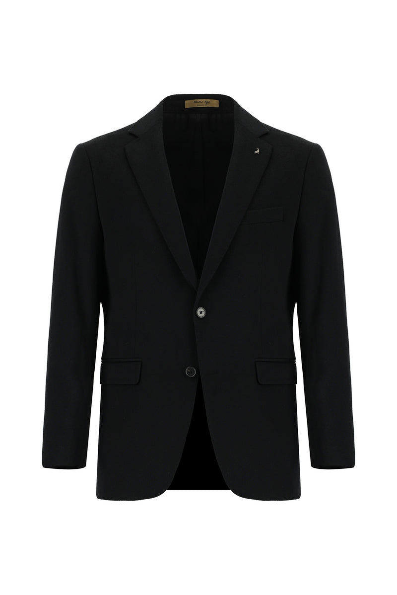 Siyah Regular Fit İtalyan Kaşmir Ceket