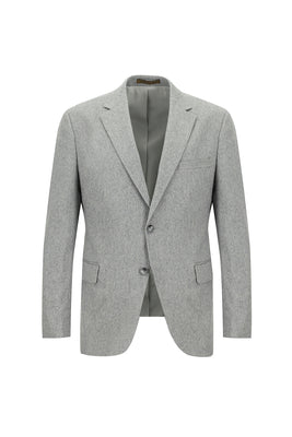 Açık Gri Slim Fit Dar Kesim İtalyan Kaşmir Ceket
