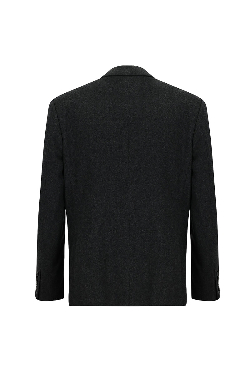 Koyu Füme Slim Fit Dar Kesim İtalyan Kaşmir Ceket