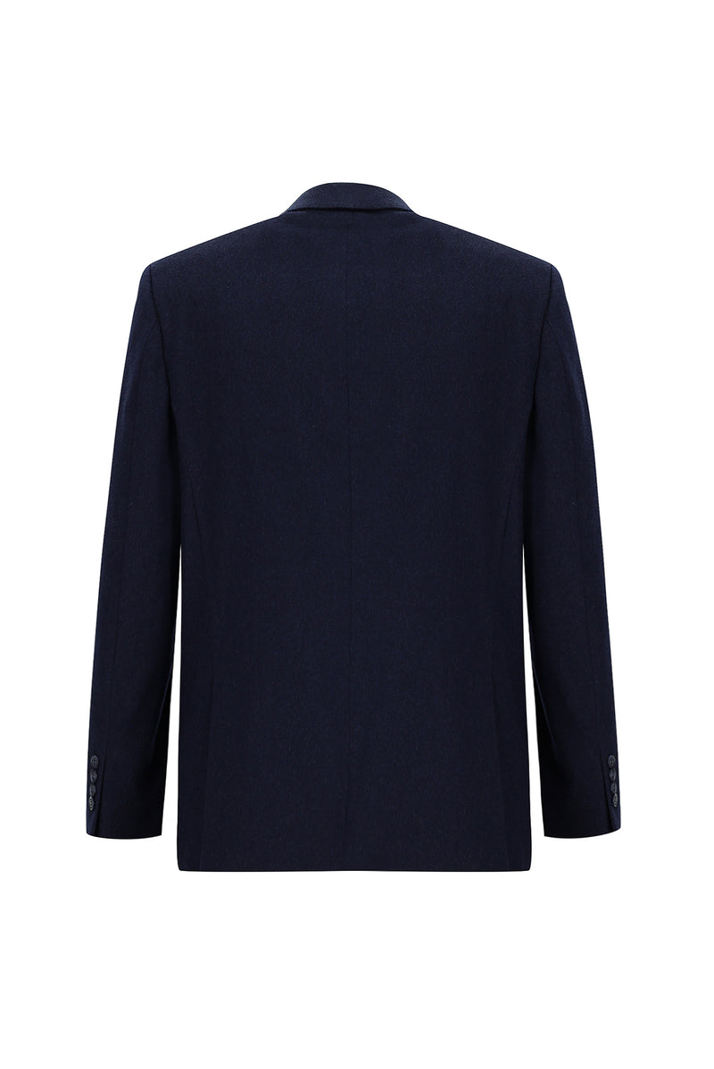 Orta Lacivert Slim Fit Dar Kesim İtalyan Kaşmir Ceket