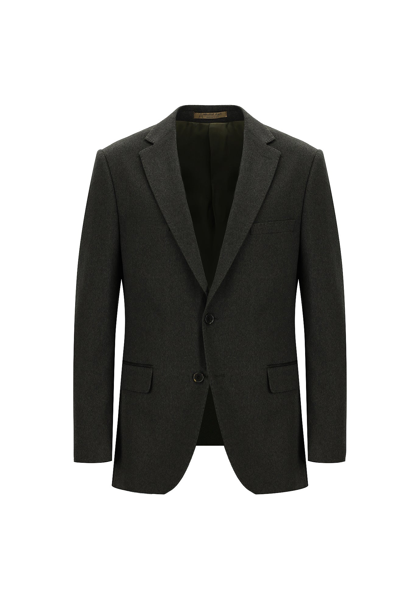 Orta Haki Slim Fit Dar Kesim İtalyan Kaşmir Ceket