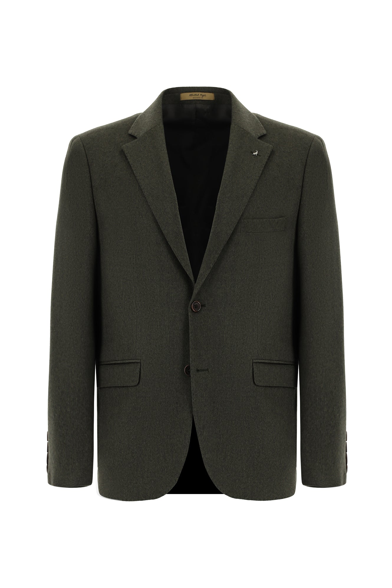 Koyu Haki Slim Fit Dar Kesim İtalyan Kaşmir Ceket