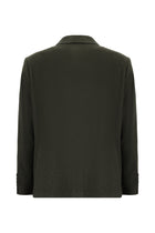 Koyu Haki Slim Fit Dar Kesim İtalyan Kaşmir Ceket