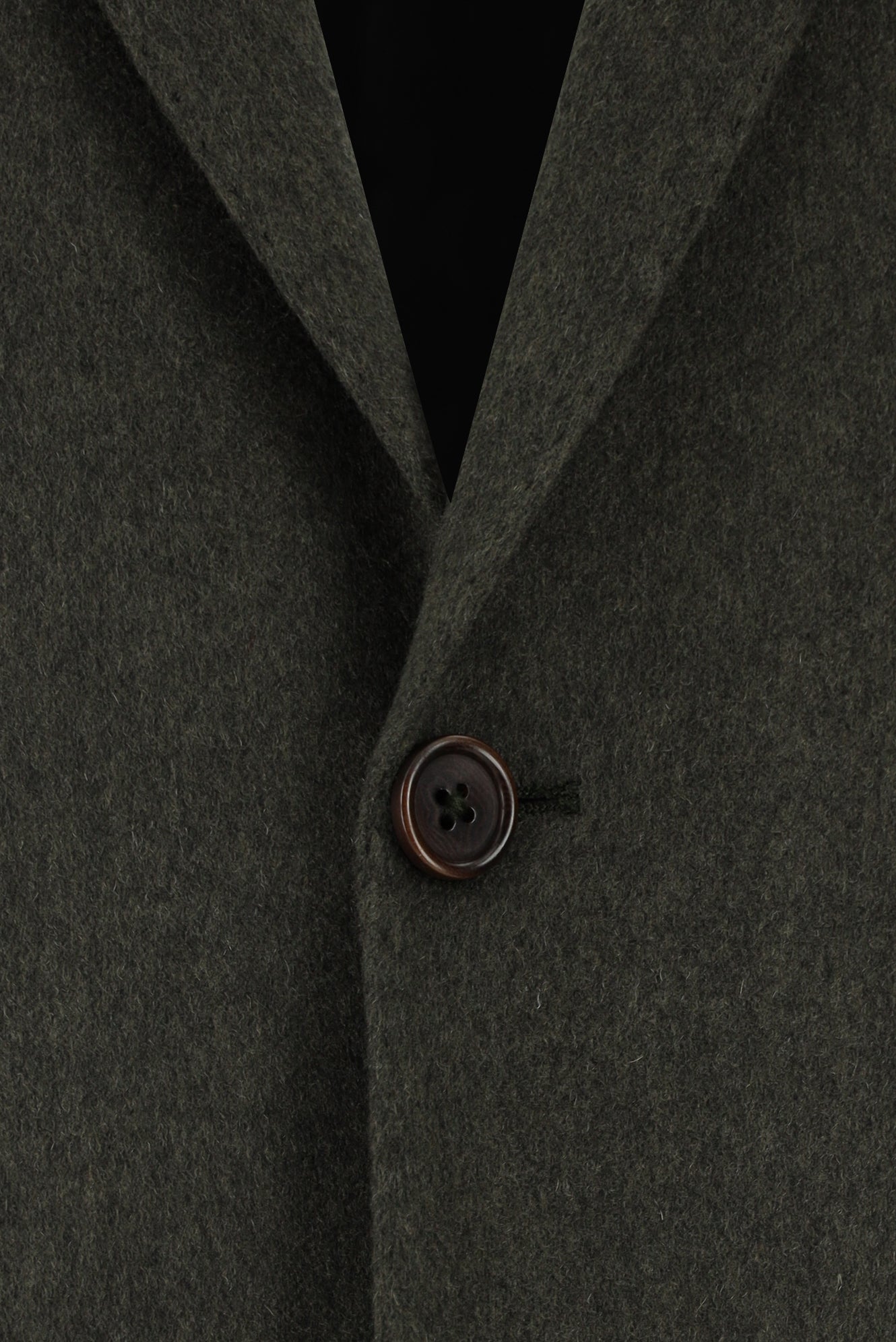 Koyu Haki Slim Fit Dar Kesim İtalyan Kaşmir Ceket