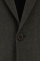 Koyu Haki Slim Fit Dar Kesim İtalyan Kaşmir Ceket