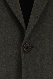 Koyu Haki Slim Fit Dar Kesim İtalyan Kaşmir Ceket