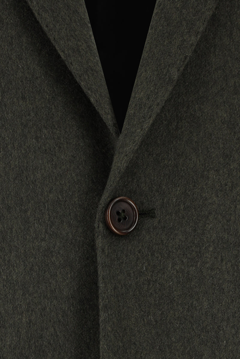 Koyu Haki Slim Fit Dar Kesim İtalyan Kaşmir Ceket