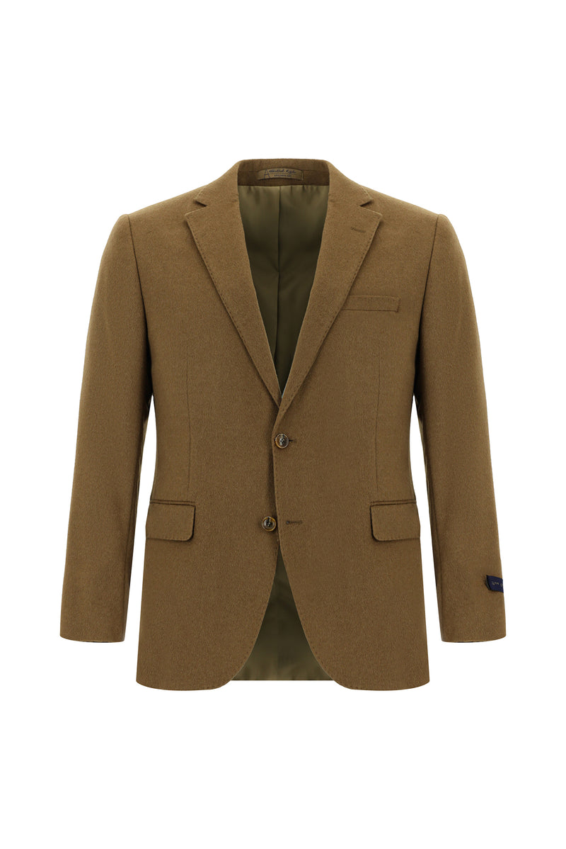 Camel Slim Fit Dar Kesim Klasik İtalyan Kaşmir Ceket