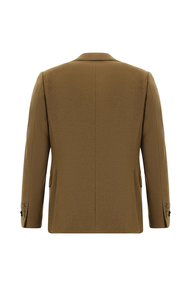 Camel Slim Fit Dar Kesim Klasik İtalyan Kaşmir Ceket