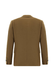 Camel Slim Fit Dar Kesim Klasik İtalyan Kaşmir Ceket