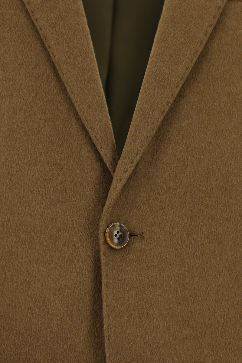 Camel Slim Fit Dar Kesim Klasik İtalyan Kaşmir Ceket