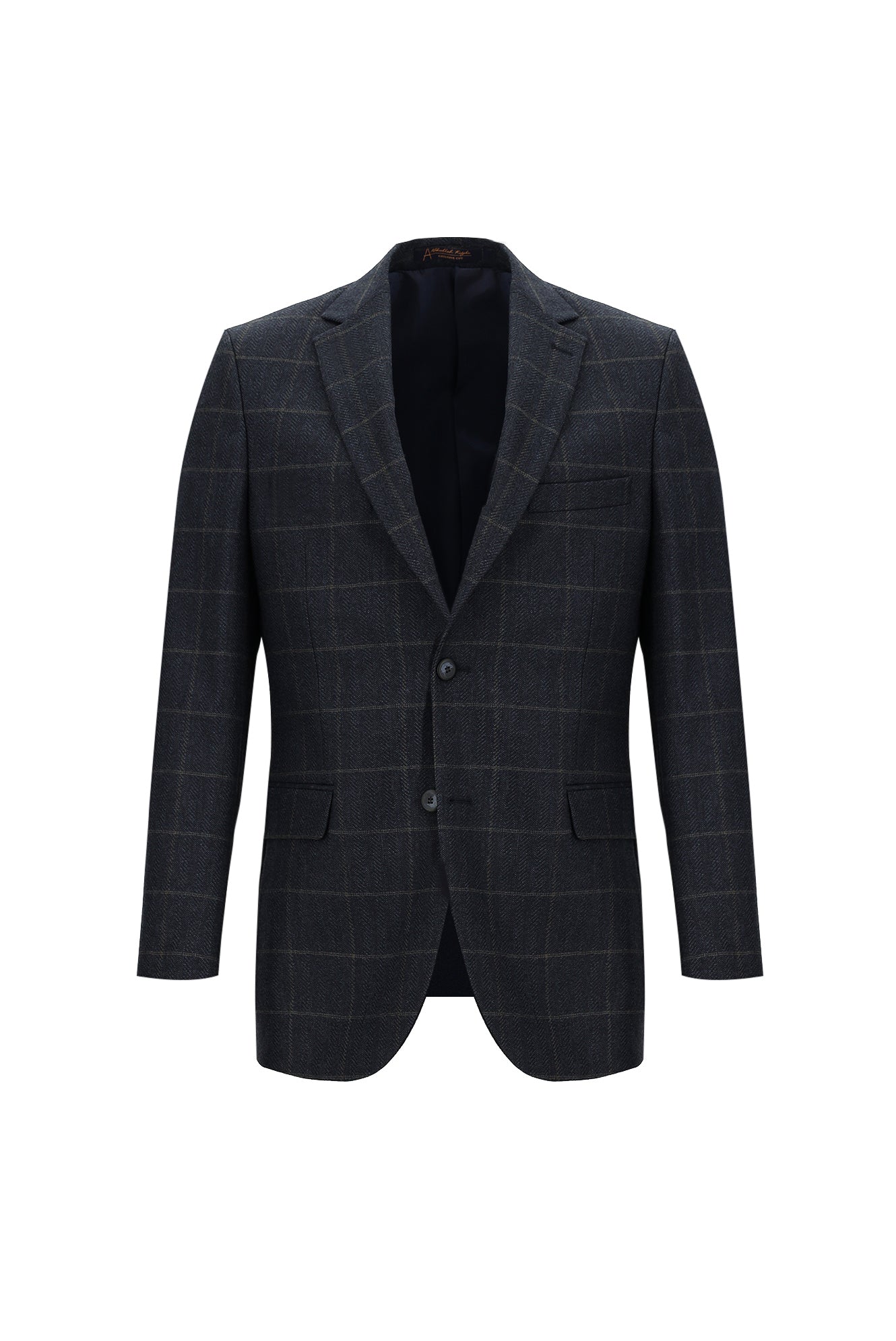 Koyu Lacivert Regular Fit Klasik Kareli Yün Ceket