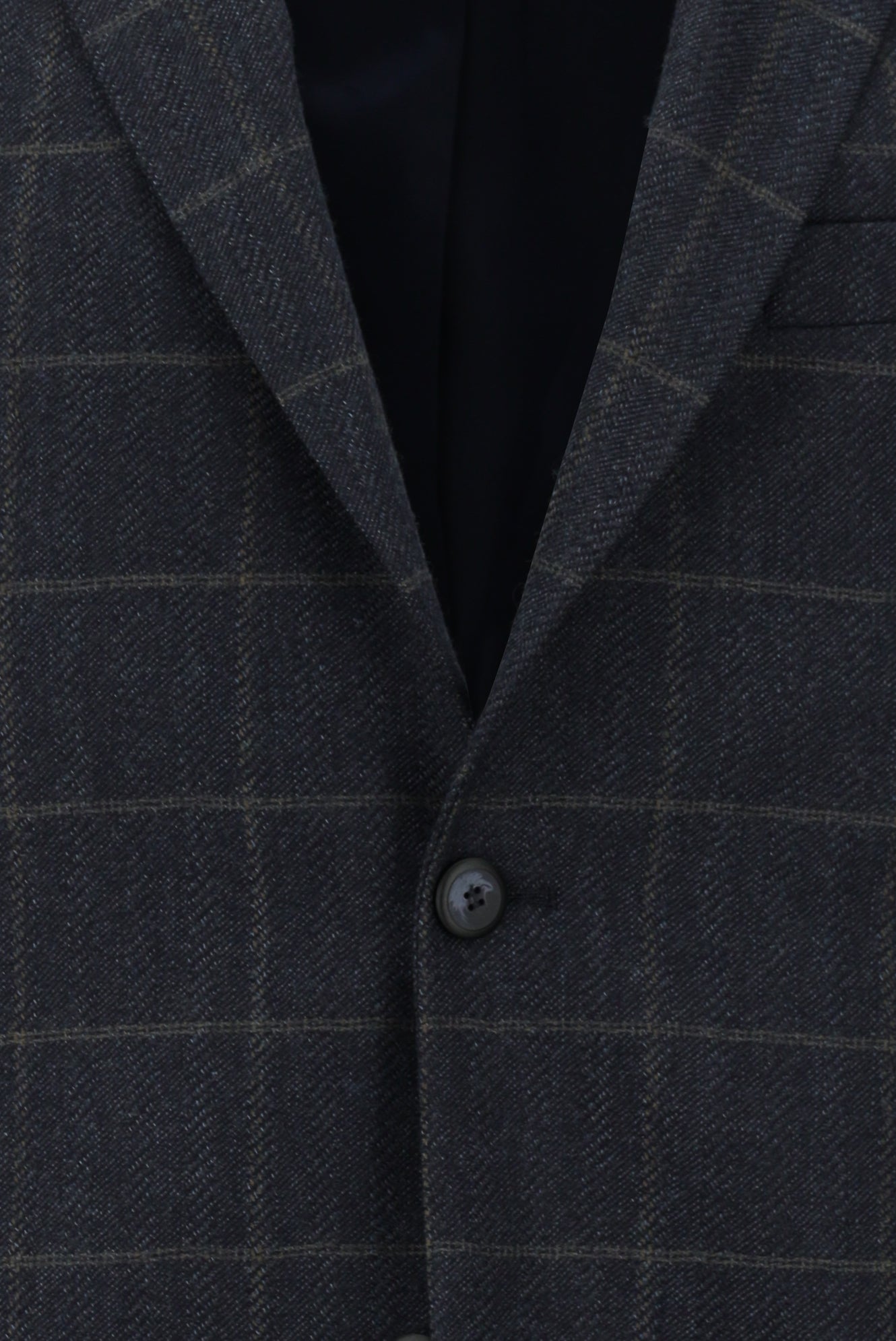 Koyu Lacivert Regular Fit Klasik Kareli Yün Ceket