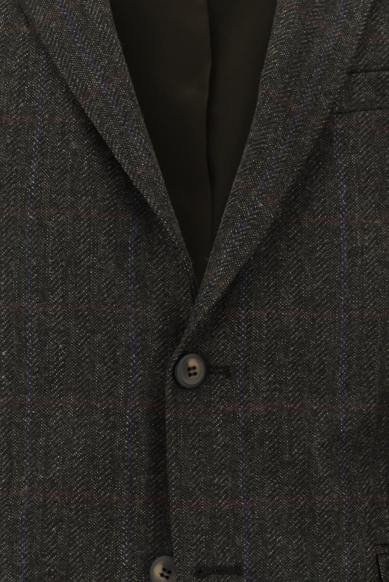 Koyu Kahve Slim Fit Dar Kesim Klasik Kareli Yün Ceket