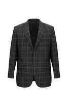 Koyu Antrasit Relaxed Fit Rahat Kesim Klasik Kareli Yün Ceket