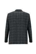 Koyu Antrasit Relaxed Fit Rahat Kesim Klasik Kareli Yün Ceket