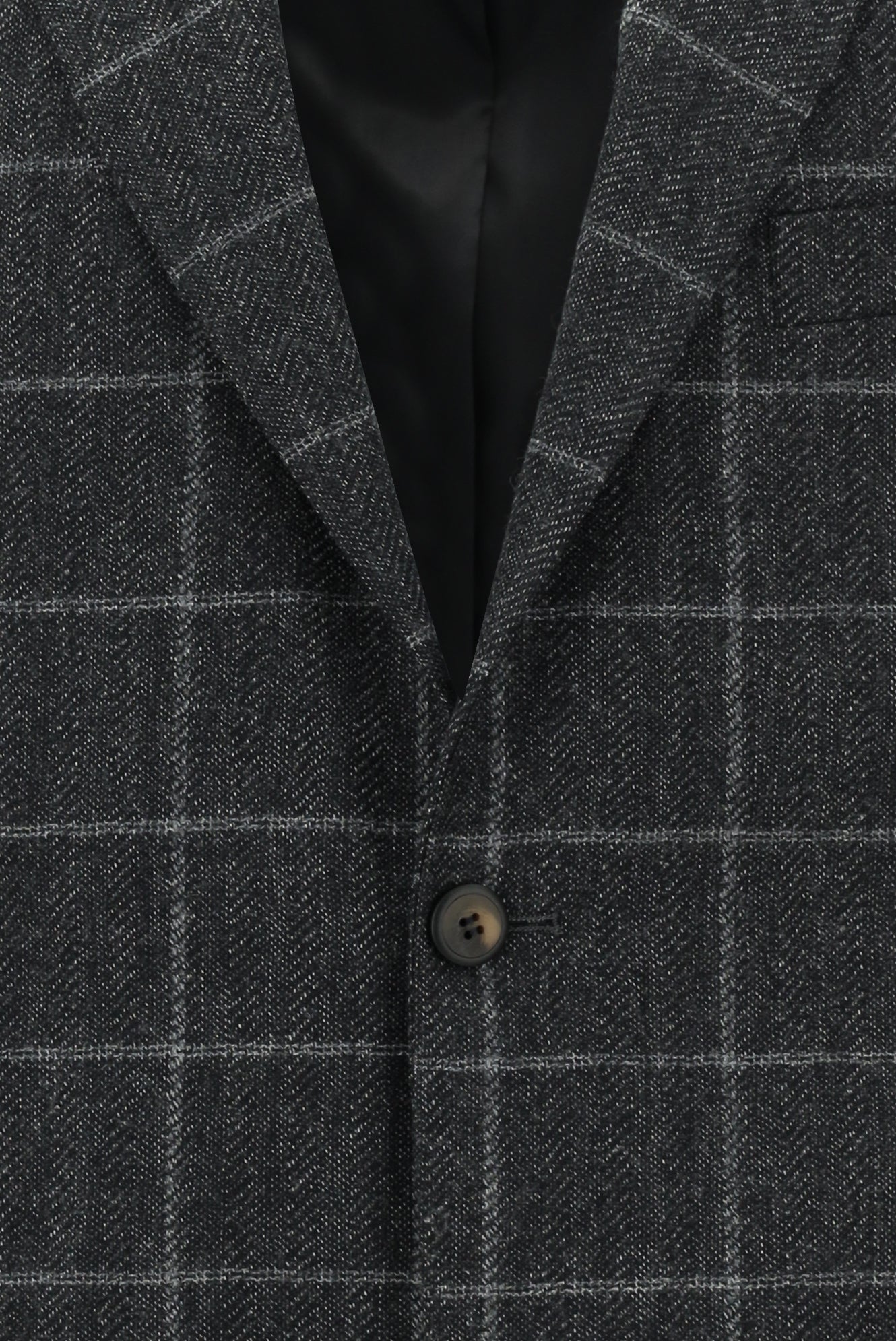 Koyu Antrasit Relaxed Fit Rahat Kesim Klasik Kareli Yün Ceket