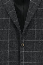 Koyu Antrasit Relaxed Fit Rahat Kesim Klasik Kareli Yün Ceket