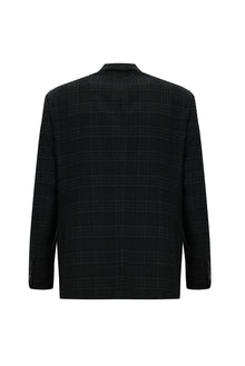 Koyu Antrasit Relaxed Fit Rahat Kesim Ekose Kaşmir Ceket