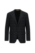 Koyu Antrasit Regular Fit Yünlü Ekose Ceket