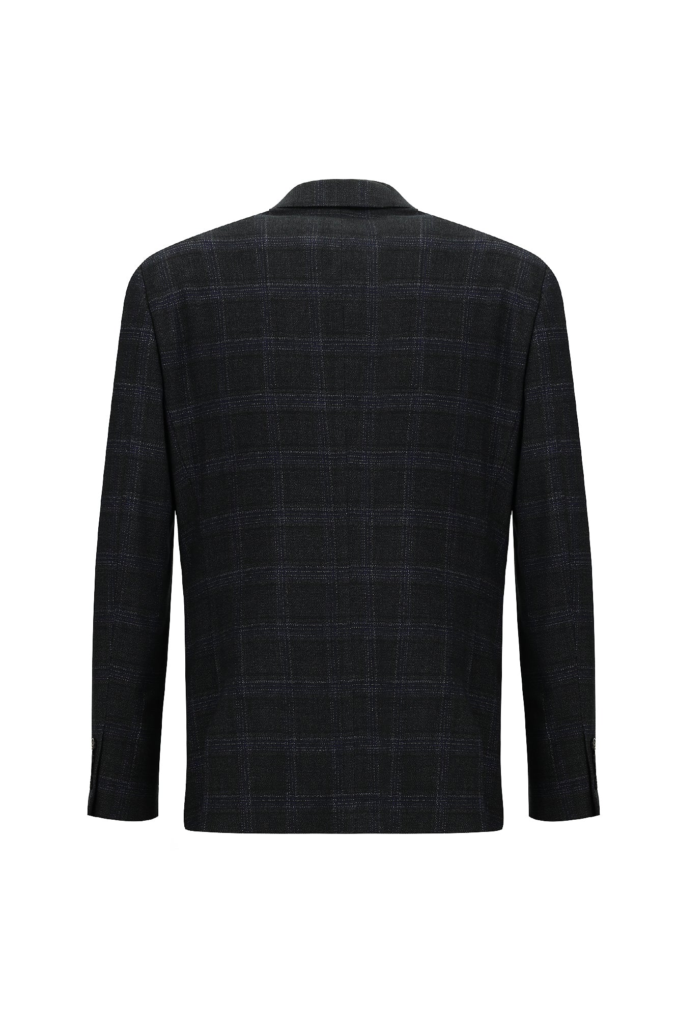 Koyu Antrasit Regular Fit Yünlü Ekose Ceket