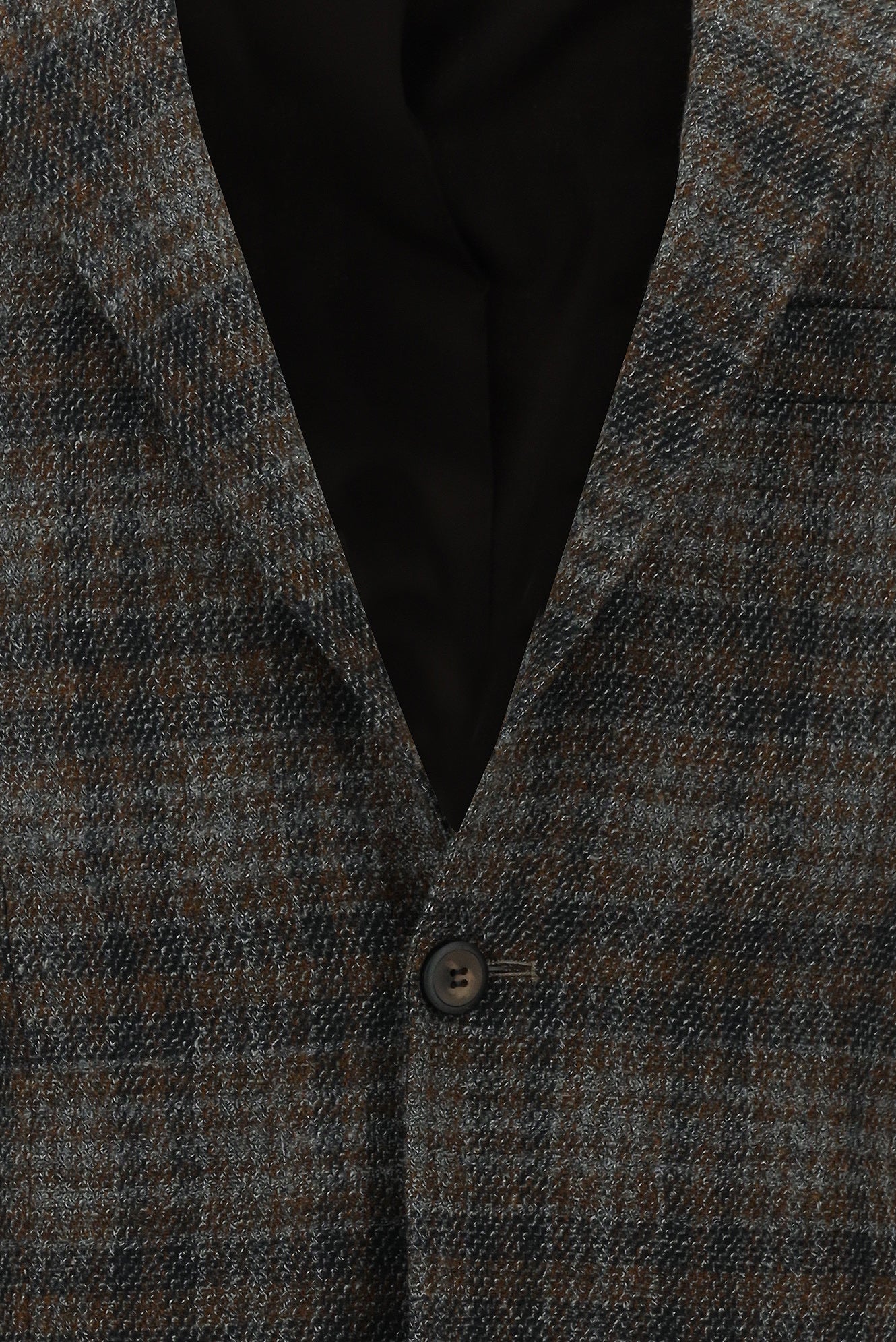 Koyu Kahve Relaxed Fit Rahat Kesim Ekose Keten Karışımlı Ceket