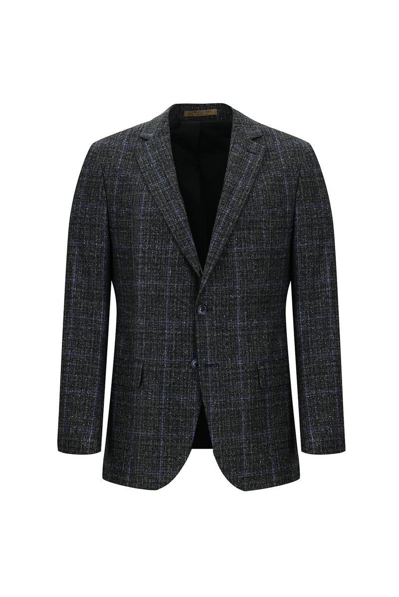 Koyu Antrasit Regular Fit Yünlü Desenli Ceket