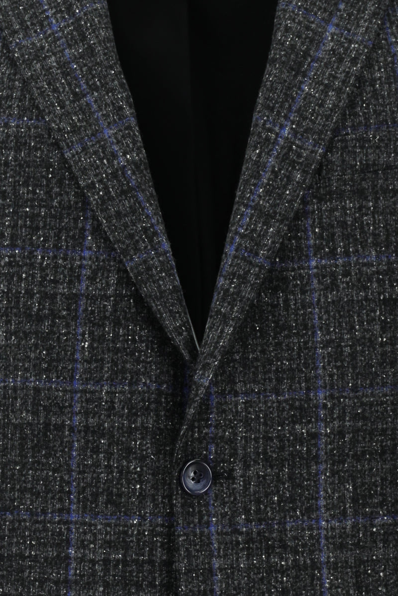 Koyu Antrasit Regular Fit Yünlü Desenli Ceket