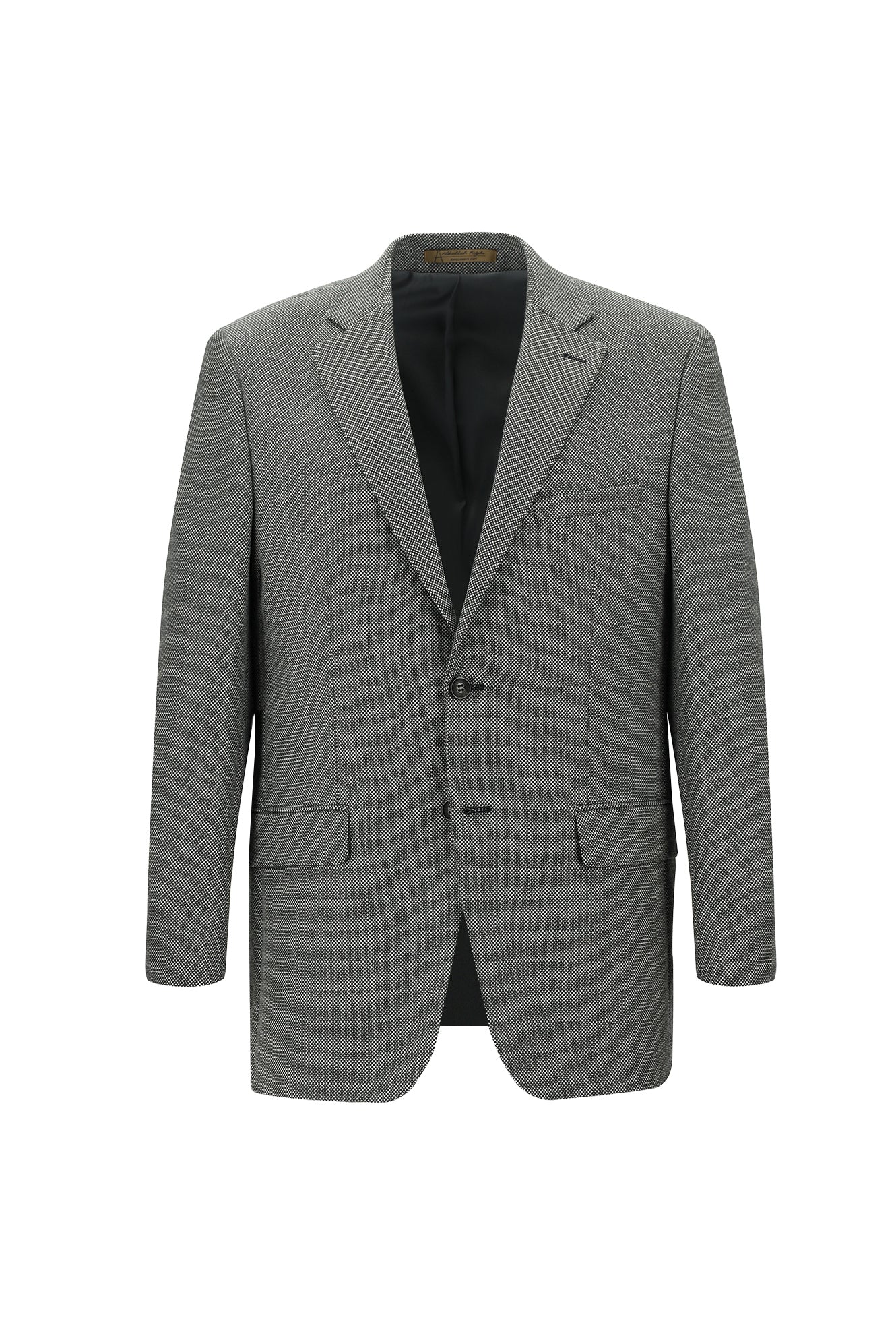 Orta Gri 4 Drop Relaxed Fit Rahat Kesim Klasik Desenli Yün Ceket-Abdullah Ki??l?